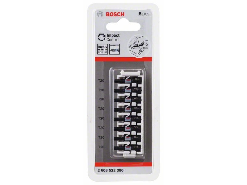 8-delni komplet vijačnih nastavkov Bosch PRO Torx Impact, T20, 25mm, 2608522380